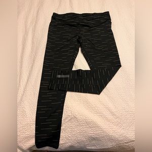 Black Full Length Leggings with White Stripe Accent - Lucy